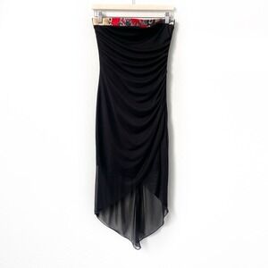 Vintage 90s Y2K Ruby Rox Strapless Faux Wrap Dress Black Witchy Fairygoth Size M
